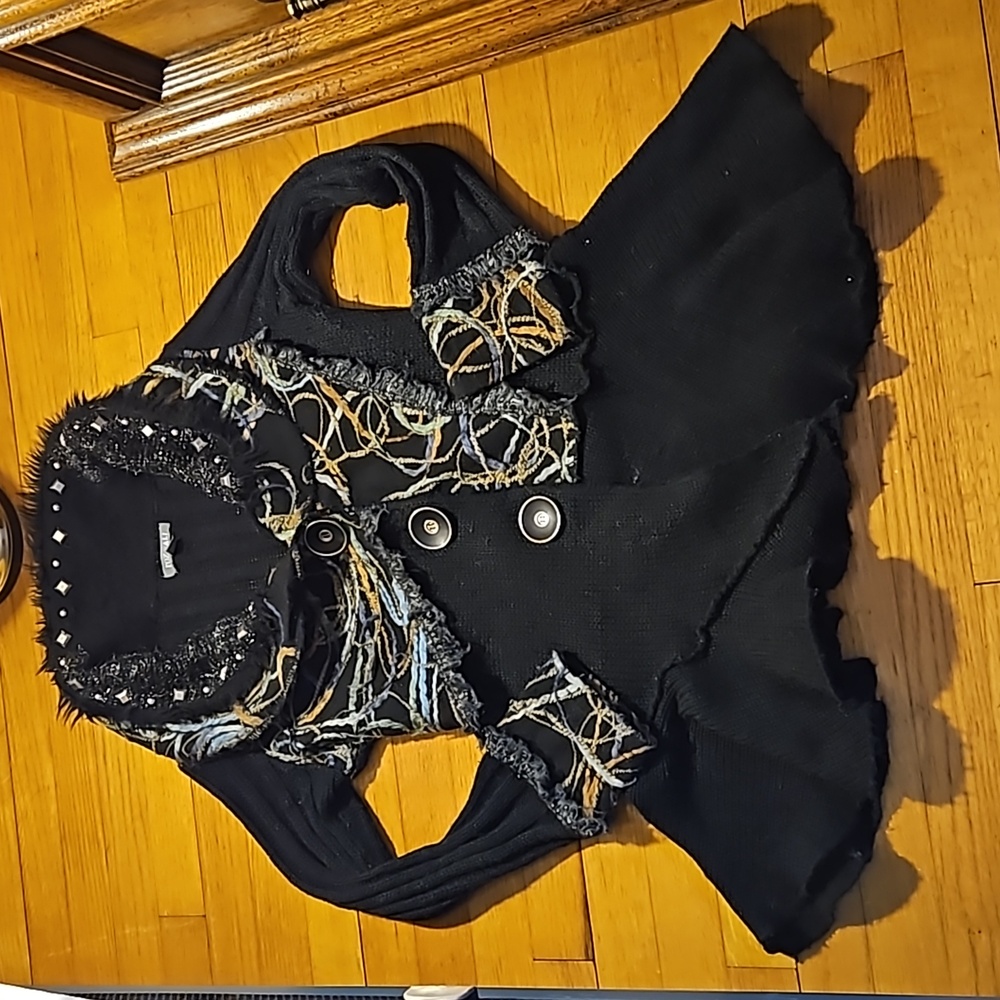 Roz & Ali Boho PM Black Asymmetric Cardigan - Picture 3 of 17